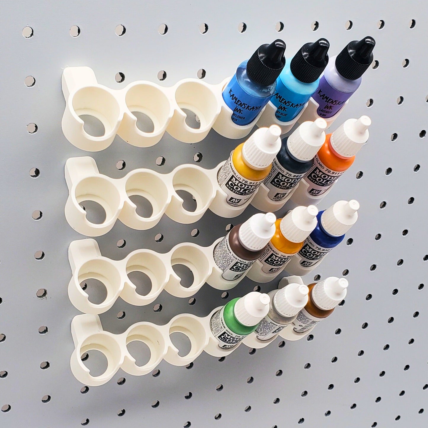 17/18mL Angled Paint Display | 6 Spot | 1/4" Pegboard Compatible