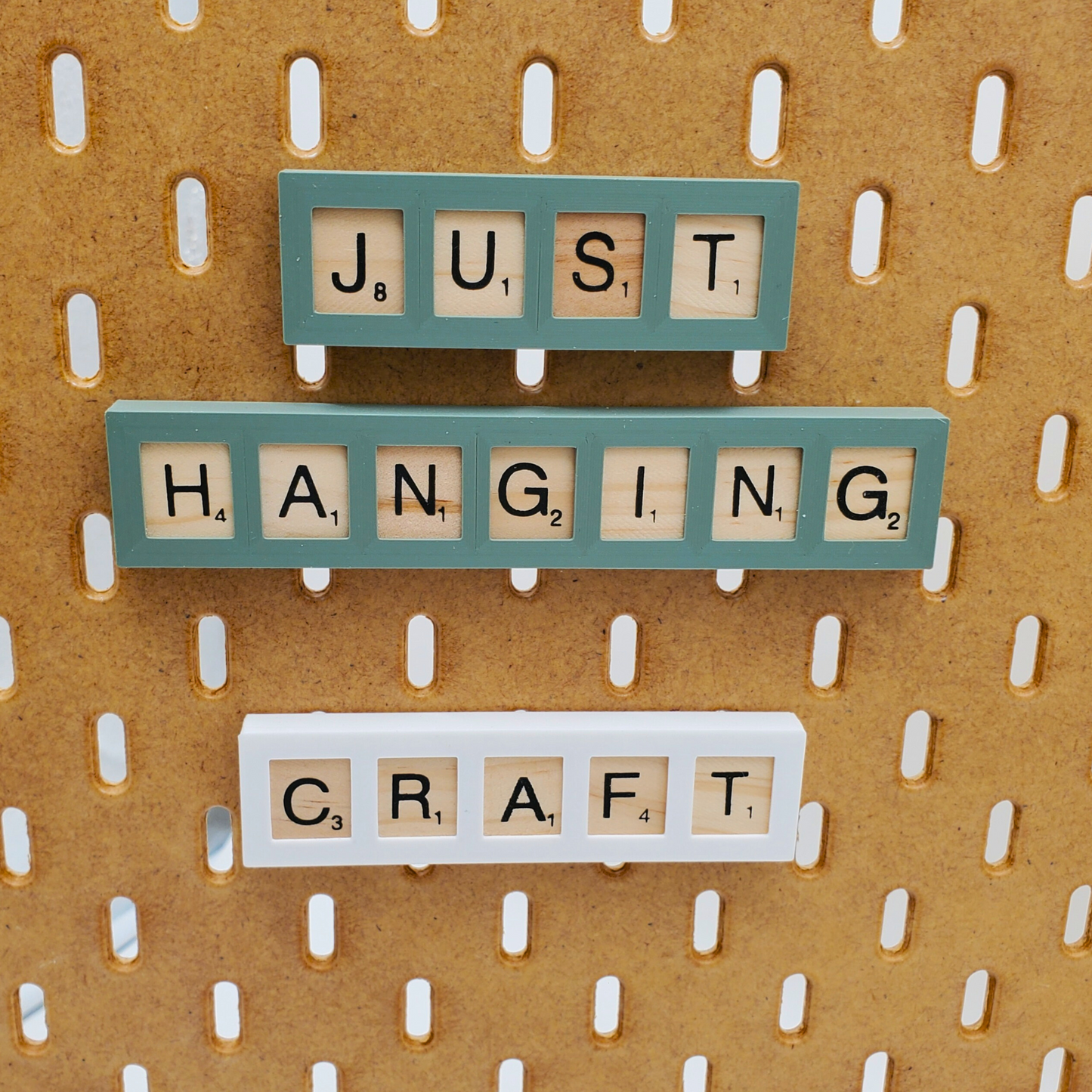 Muted Green and Cotton White Scrabble Letter SKADIS Accessory display signs