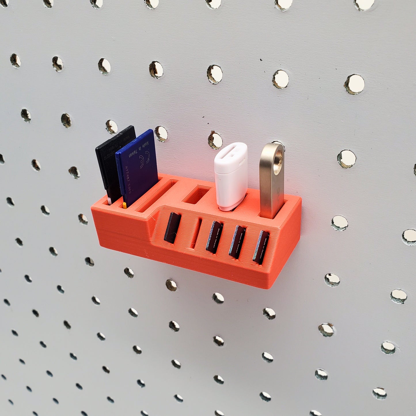 USB/SD/Micro SD Card Holder | 1/4" Pegboard Accessory | Two Sizes