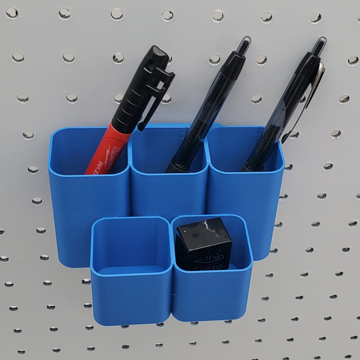 5 Cup Rectangle Storage Container Organizer | 1/4" Pegboard Compatible