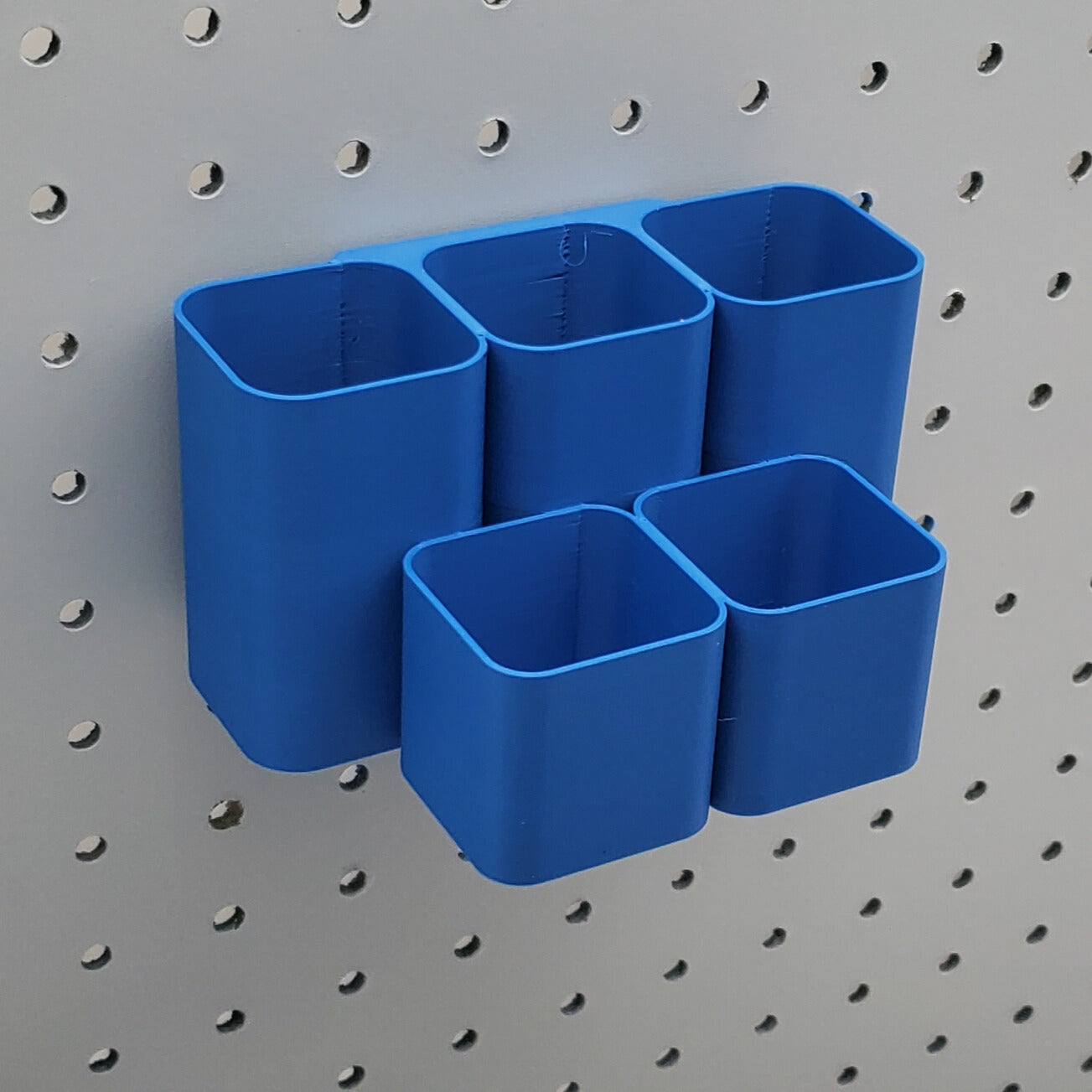 5 Cup Rectangle Storage Container Organizer | 1/4" Pegboard Compatible