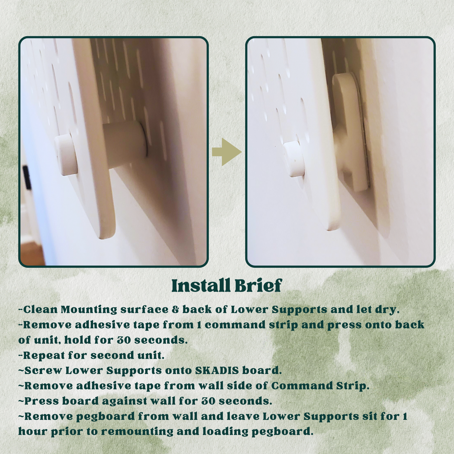 Lower Secure Supports, Command Strip, SKADIS Compatible