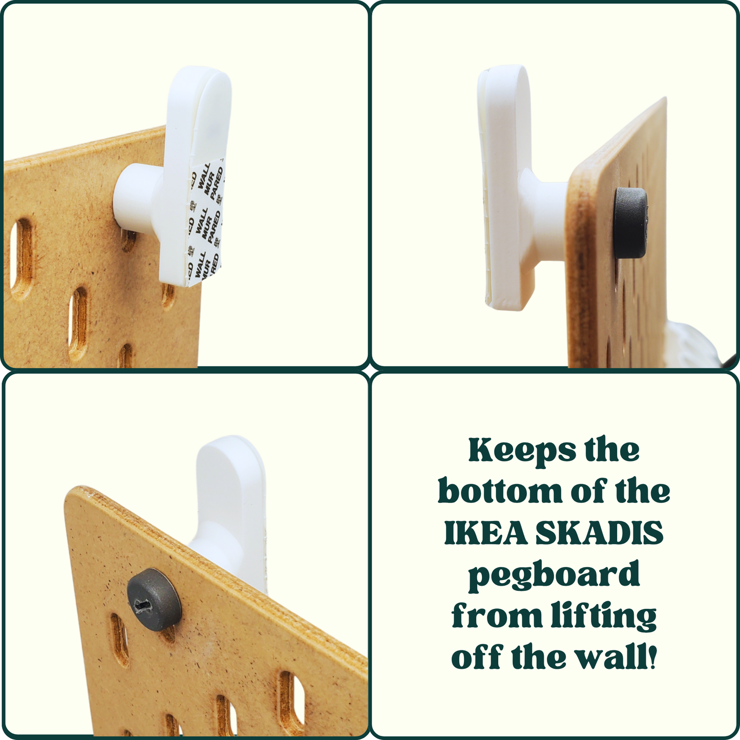 Lower Secure Supports, Command Strip, SKADIS Compatible