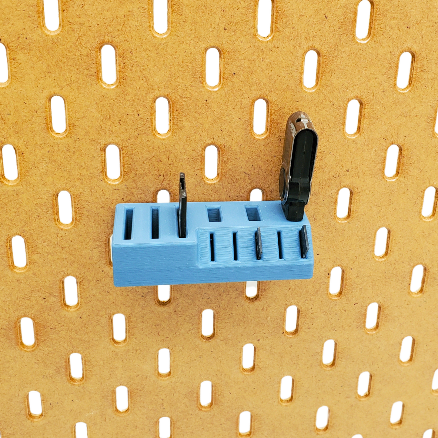 Front view of Muted Blue SKADIS Accessory Media Storage - Small