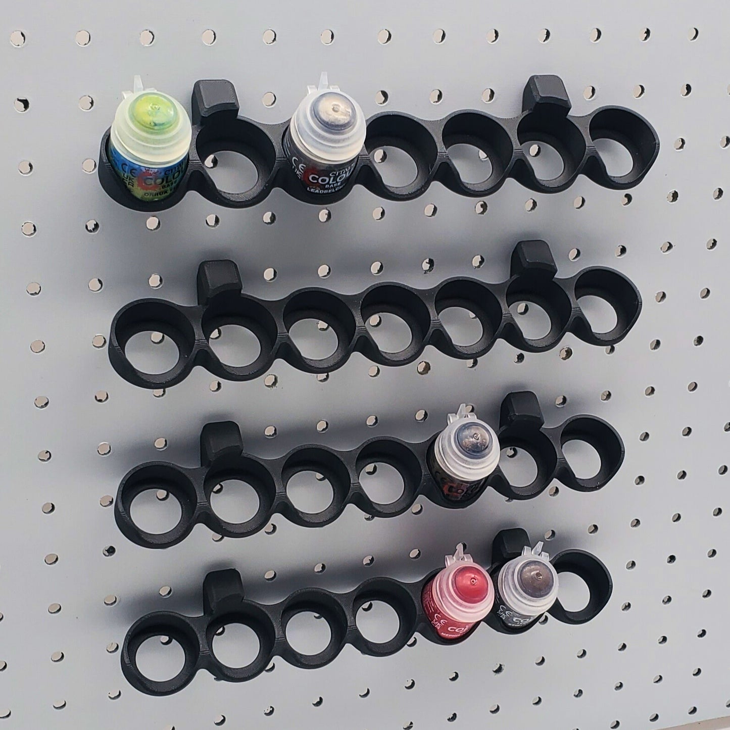 7 Citadel Paint Display, Angled Paint Rack Holder for 1/4" Pegboard