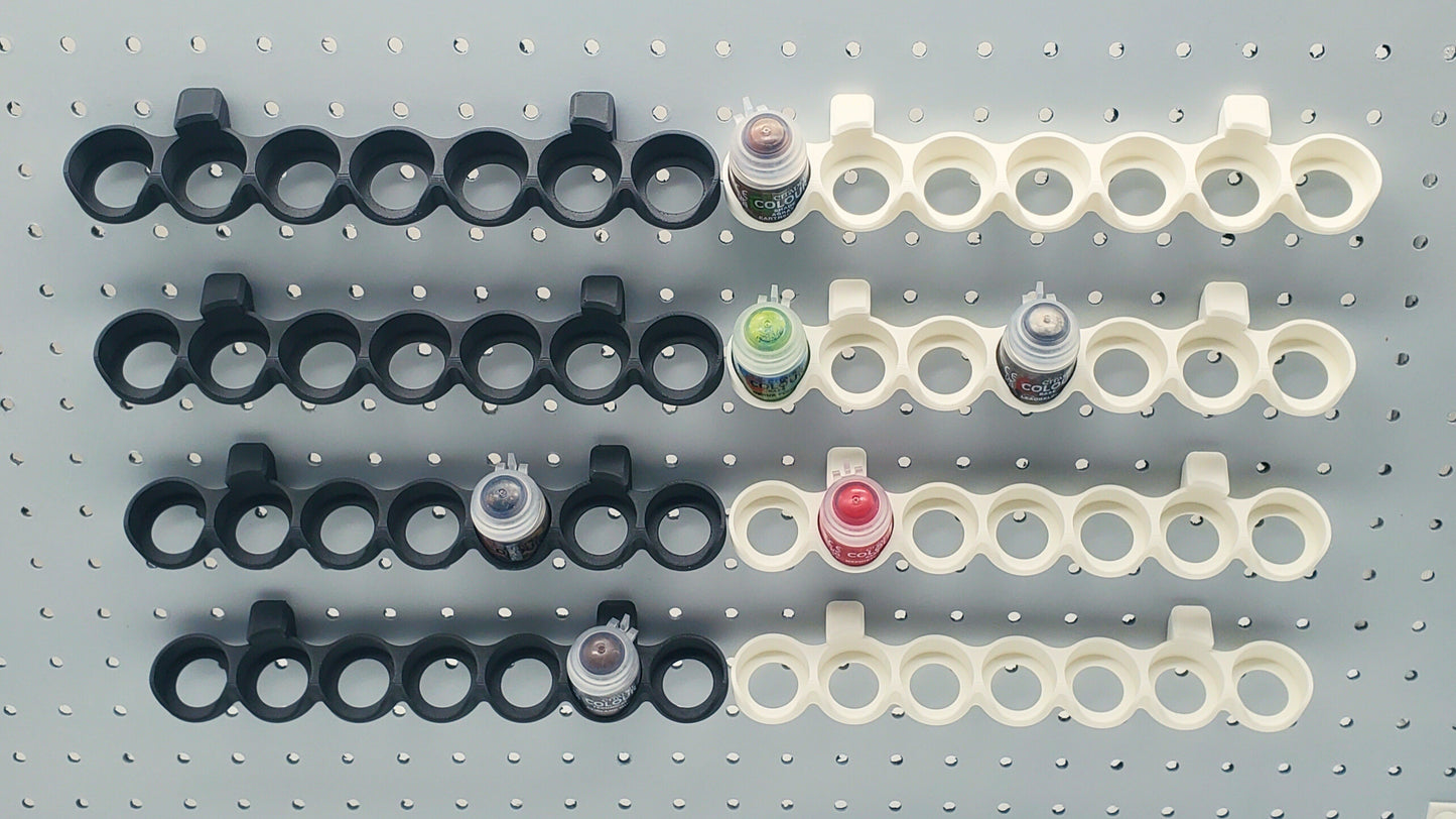 7 Citadel Paint Display, Angled Paint Rack Holder for 1/4" Pegboard
