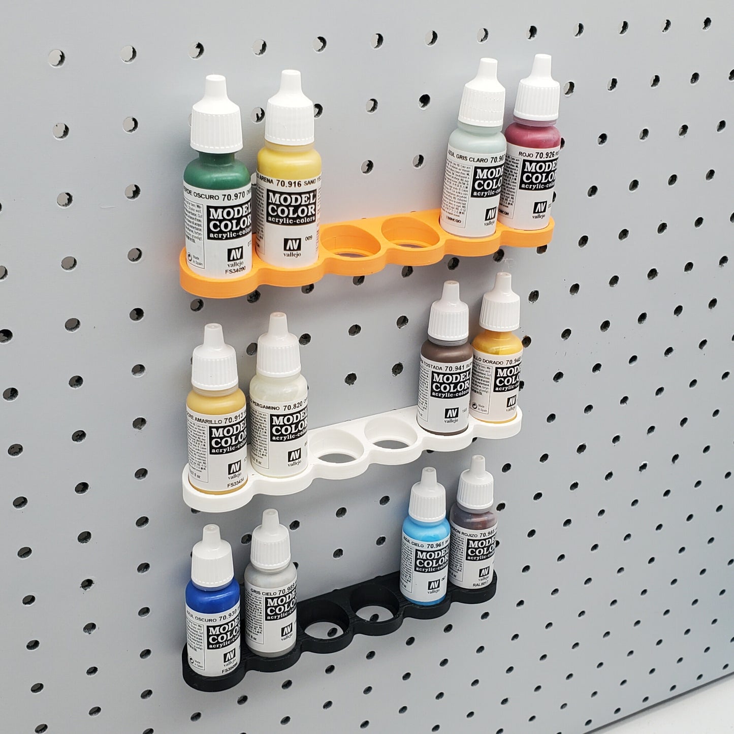 6 Spot 17mL/18mL Vertical Paint Display | 1/4" Pegboard Compatible