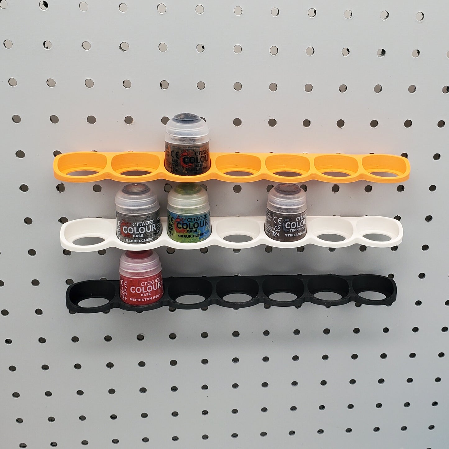 7 Citadel Paint Display, Vertical 12mL Paint Holder | 1/4" Pegboard Compatible