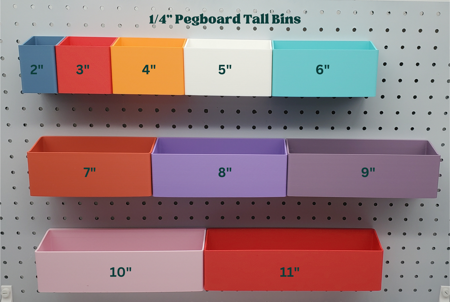 1/4" Pegboard Storage Bins | Horizontally Striped