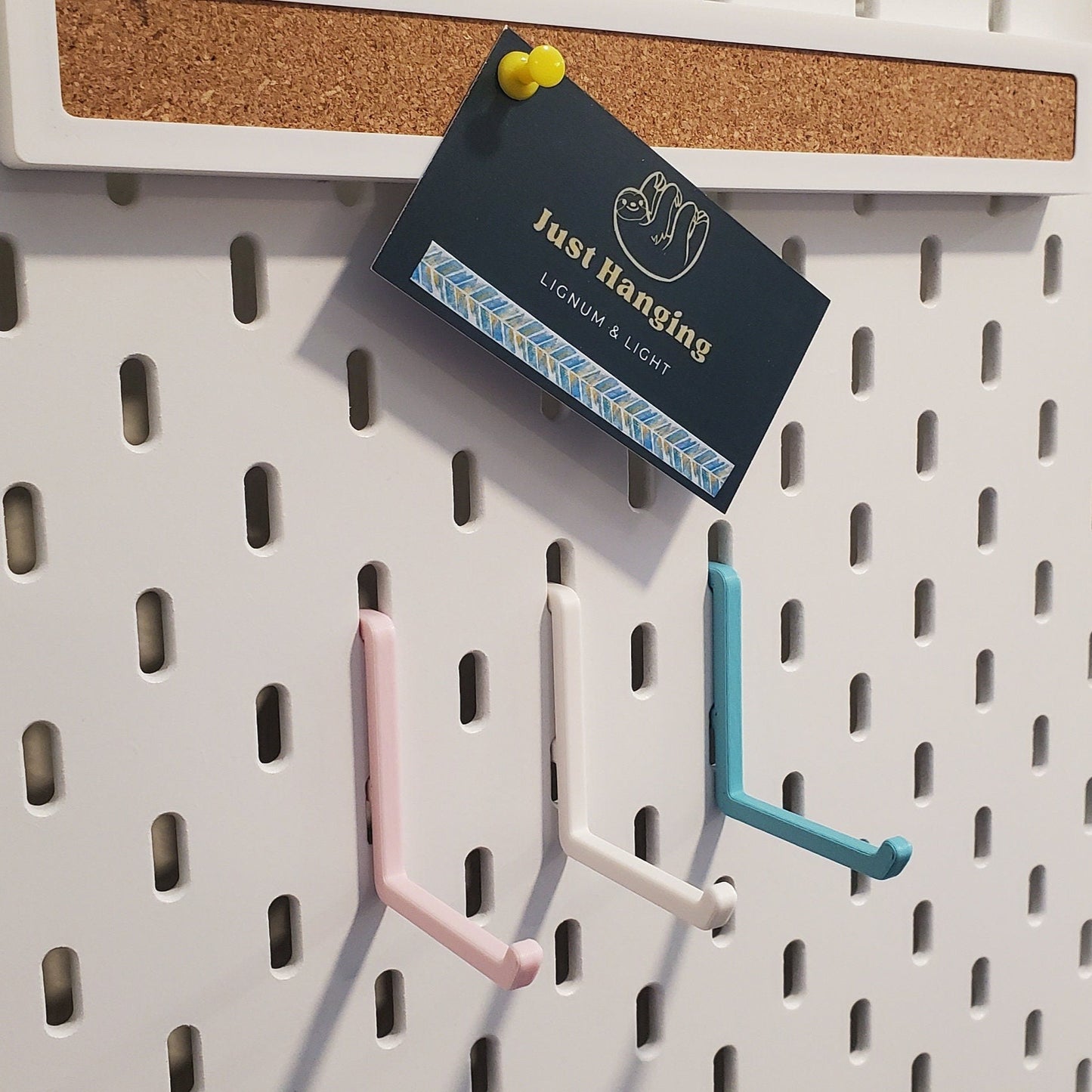 Teal, Cotton White and Light Pink L-Hooks