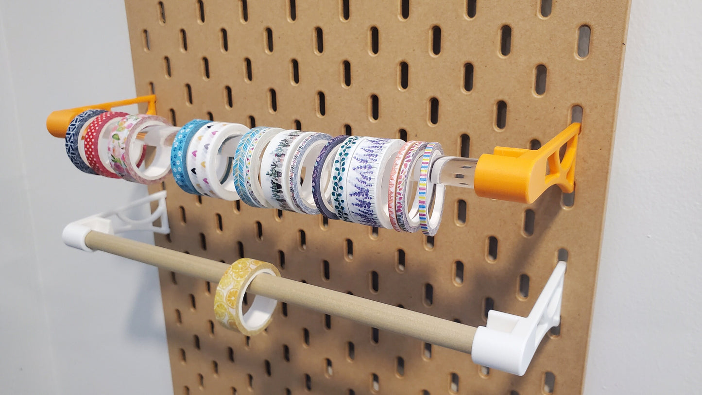 Washi Tape Display Rod, SKADIS or 1/4 Pegboard | Ribbon, Tape, Washi Storage for Home Office, Classroom, Craftzone or workshop!