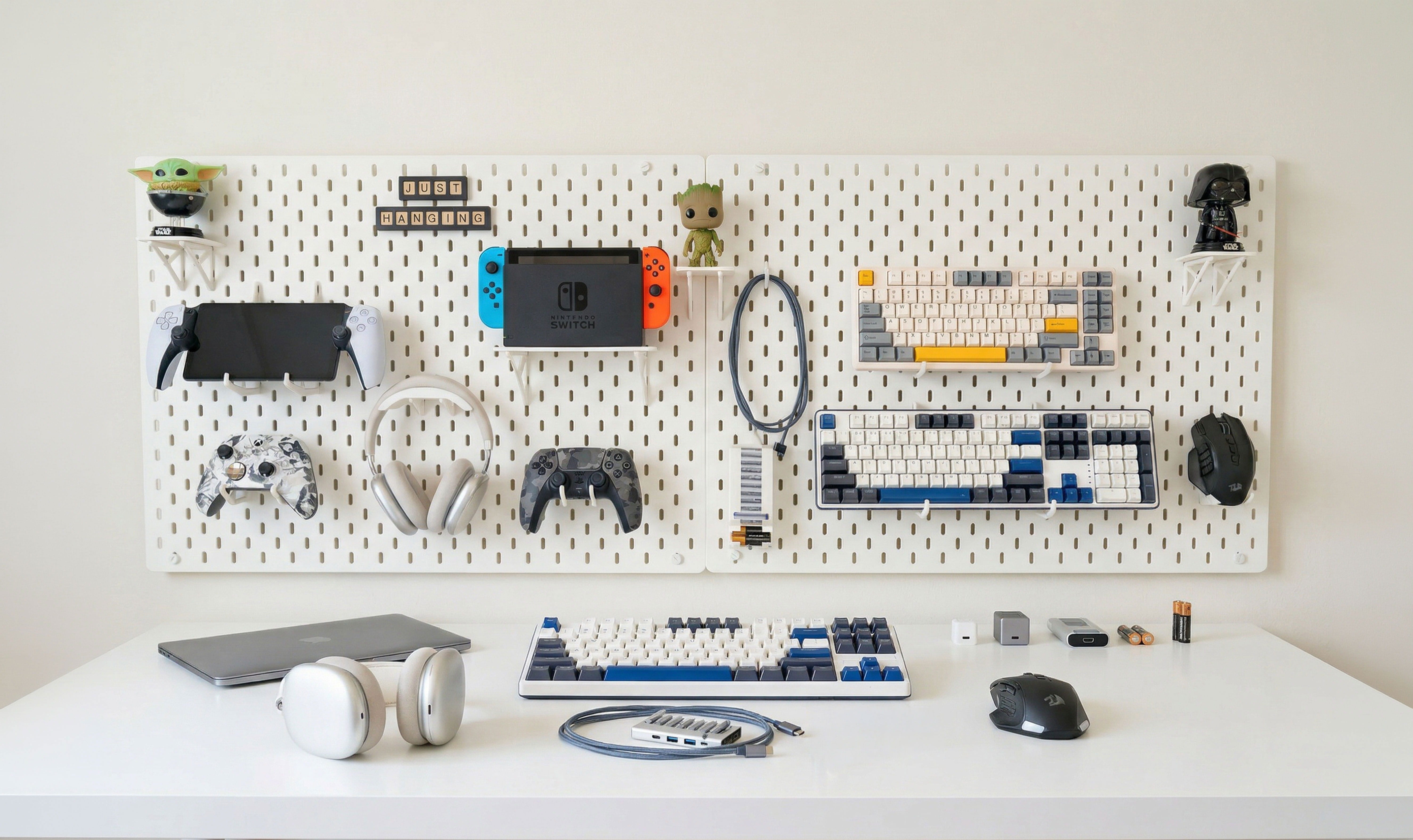 Gaming Setup Pegboard Organization | Just Hanging