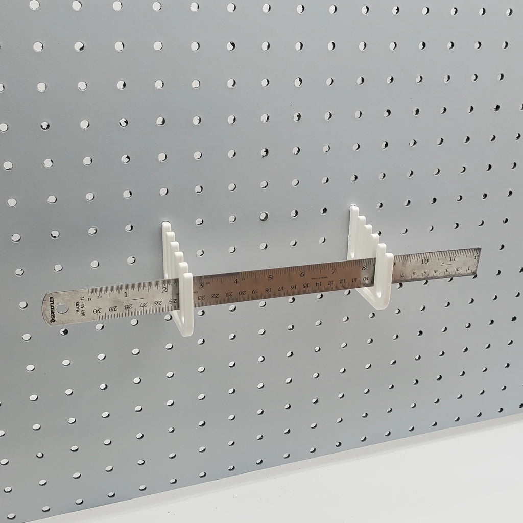 Vertical Ruler Organizer in Cotton White on 1/4" pegboard.