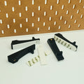 Command Strip Mounting Hardware in Charcoal Black with Command Strips and IKEA SKADIS pegboard.