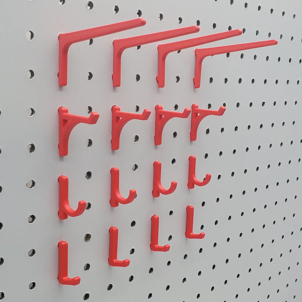 Display Hooks in Light Pink, Teal and Charcoal on IKEA SKADIS pegboard.