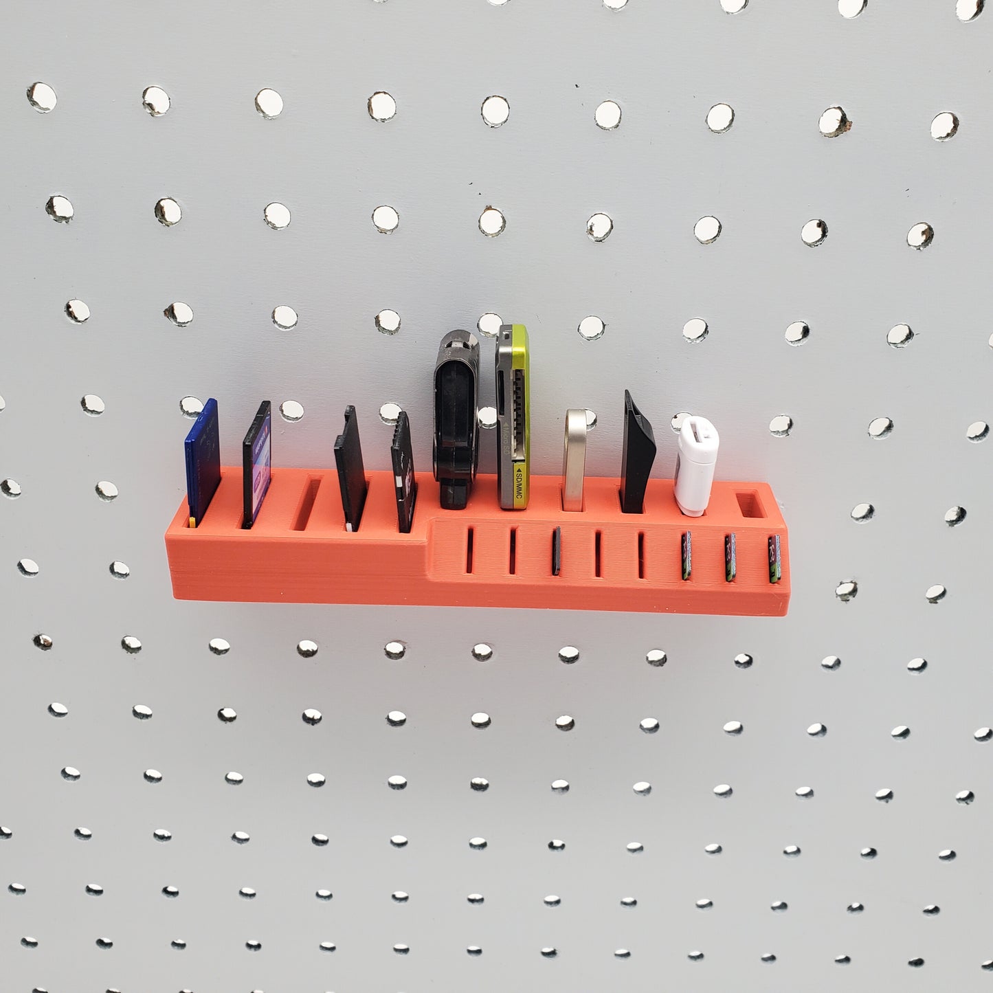 USB/SD/Micro SD Card Holder | 1/4" Pegboard Accessory | Two Sizes