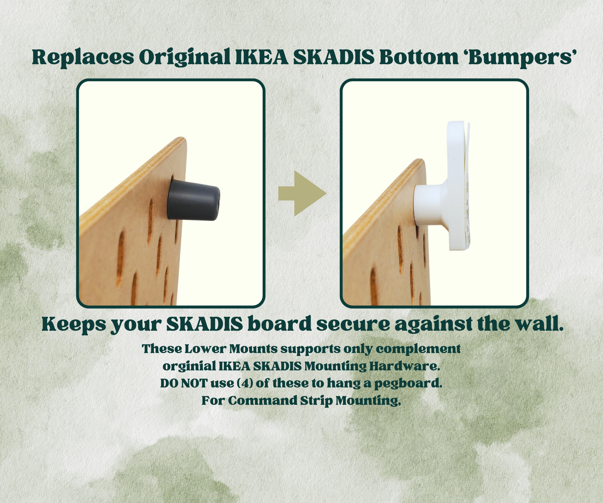Lower Support Hardware with Command Strips for IKEA SKADIS