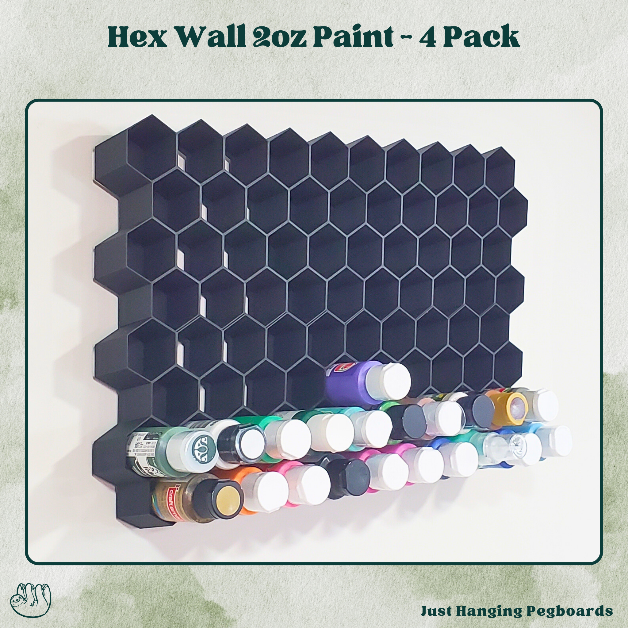 2oz Craft Paint Hex Wall Storage