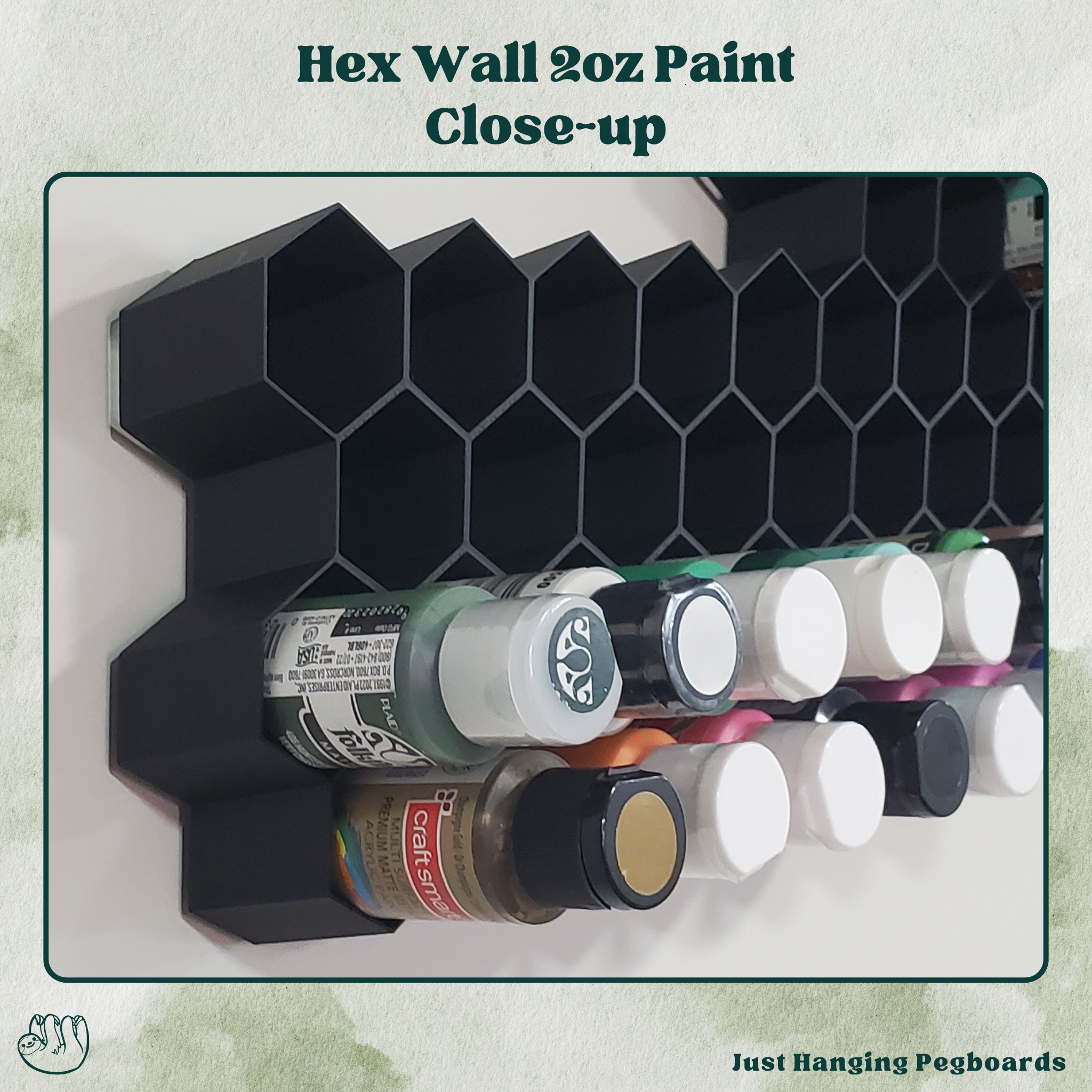 2oz Craft Paint Hex Wall Storage