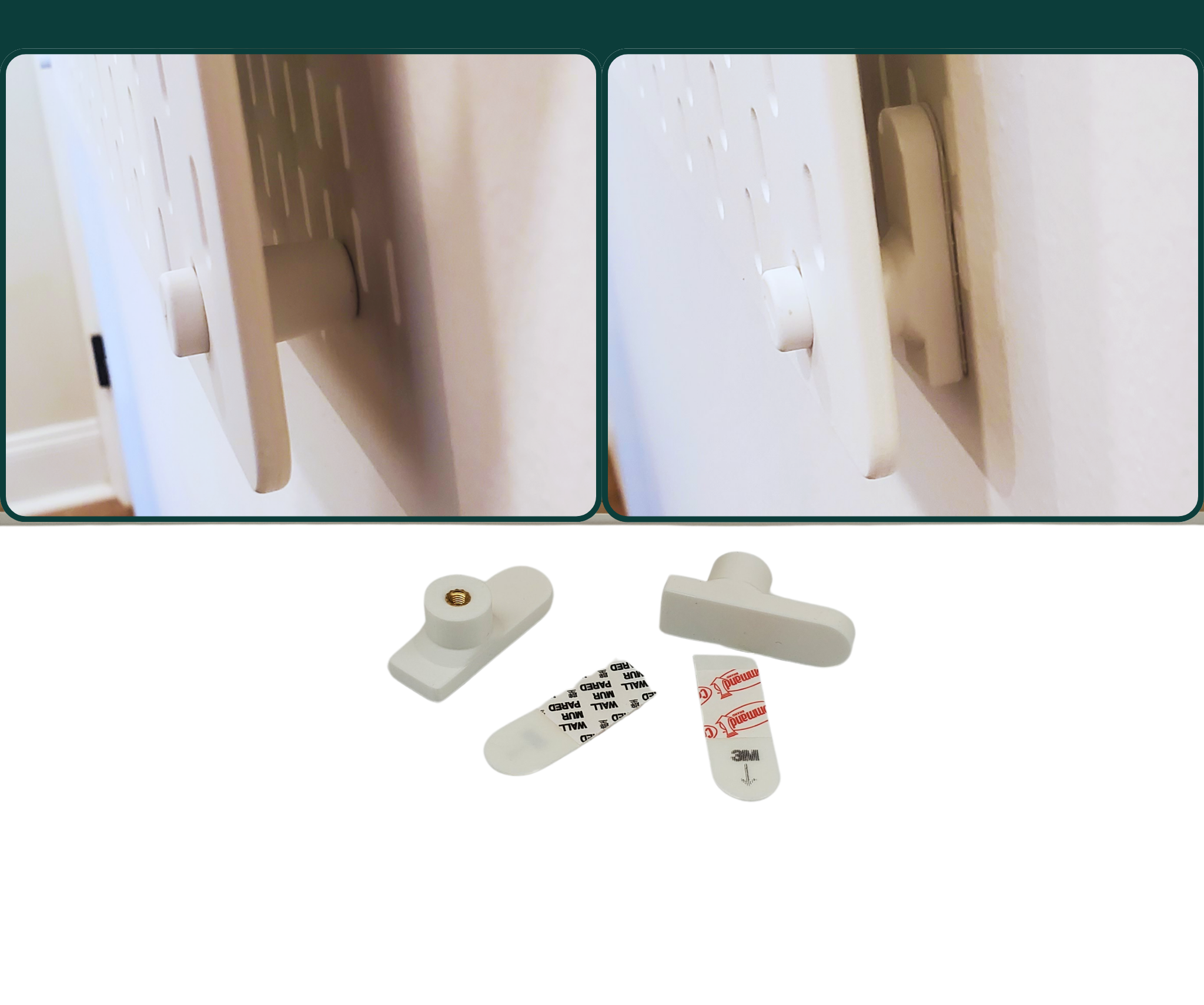 Lower Support Hardware with Command Strips for IKEA SKADIS
