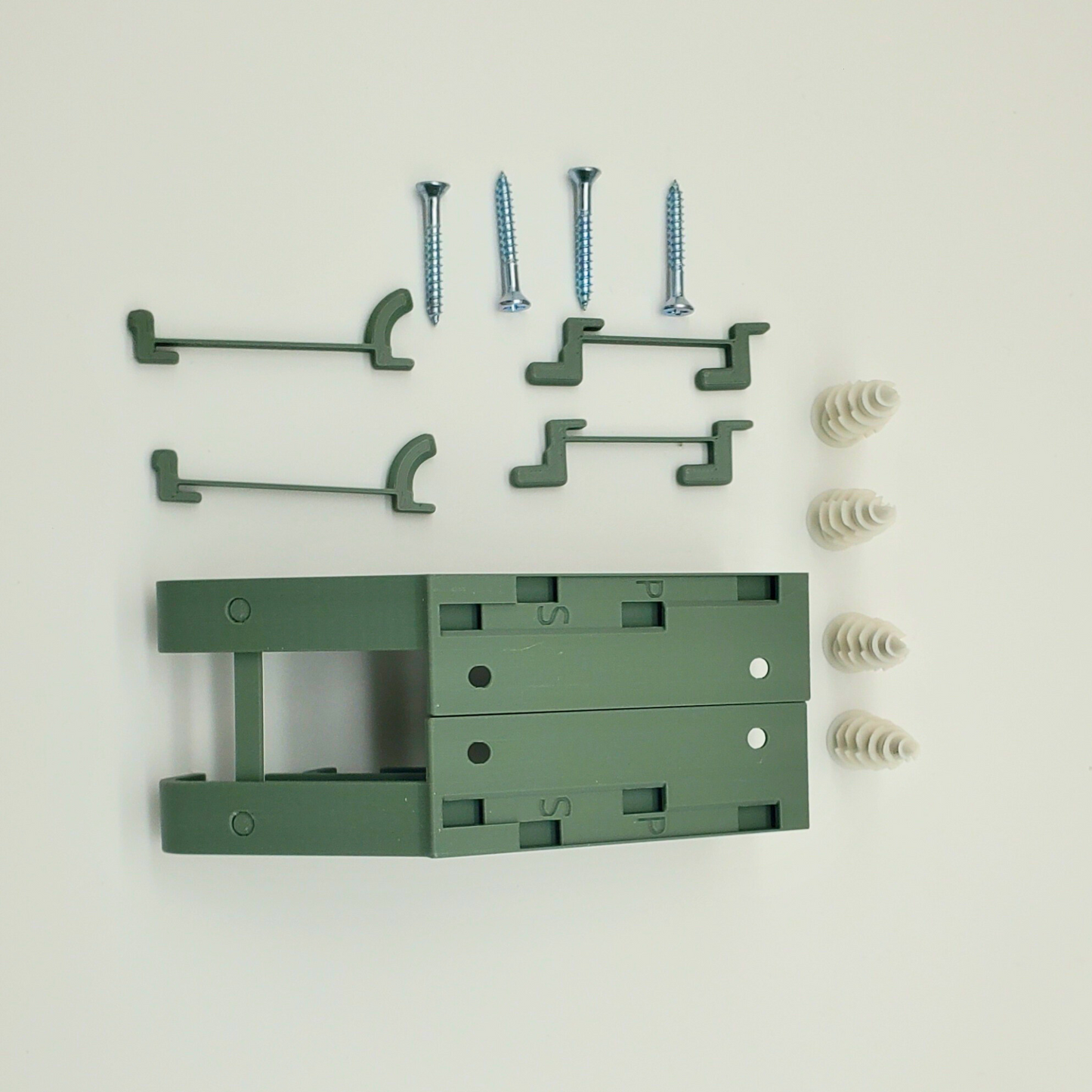 IKEA Pegboard Battery dispenser with provided hooks and drywall anchor with screws