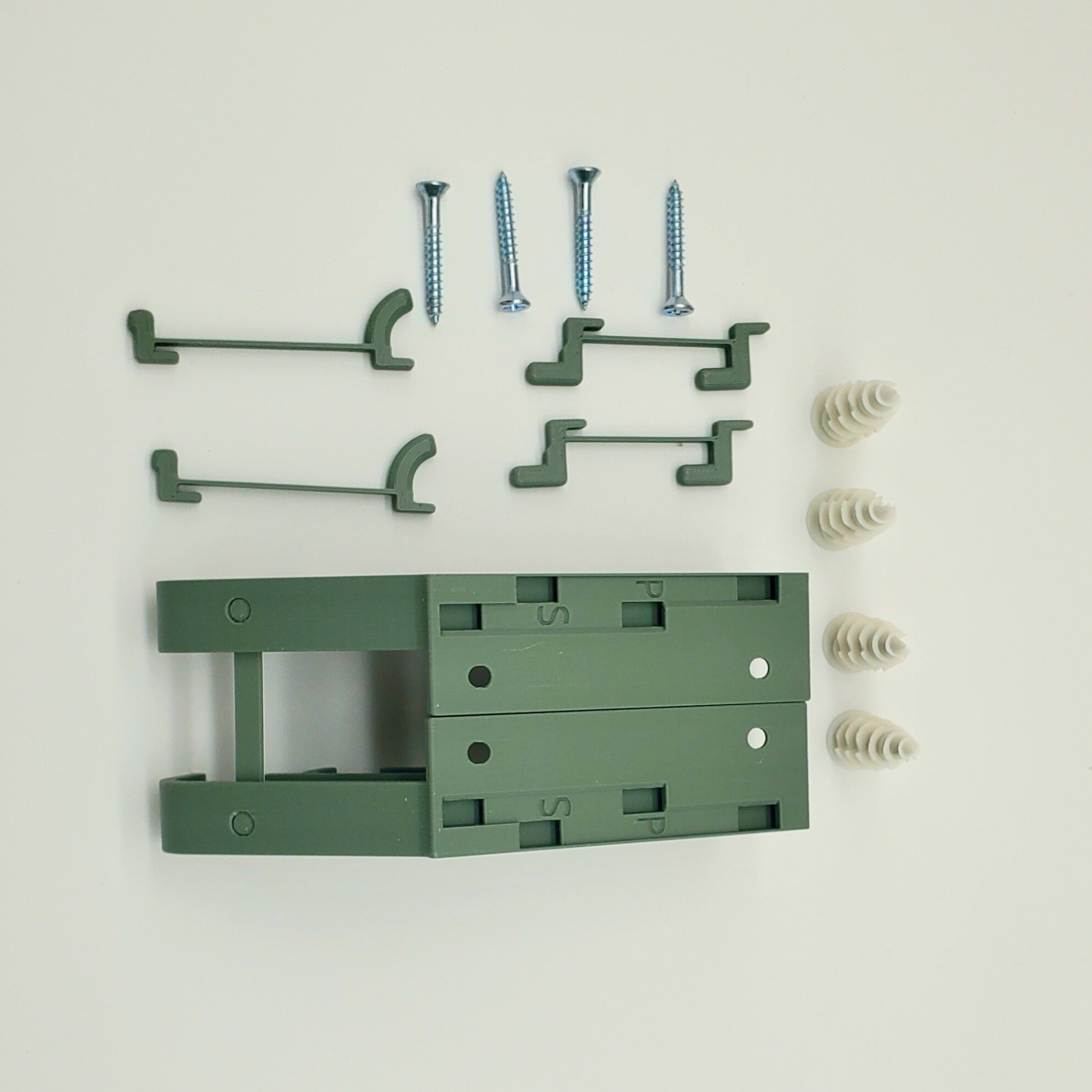 IKEA Pegboard Battery dispenser with provided hooks and drywall anchor with screws