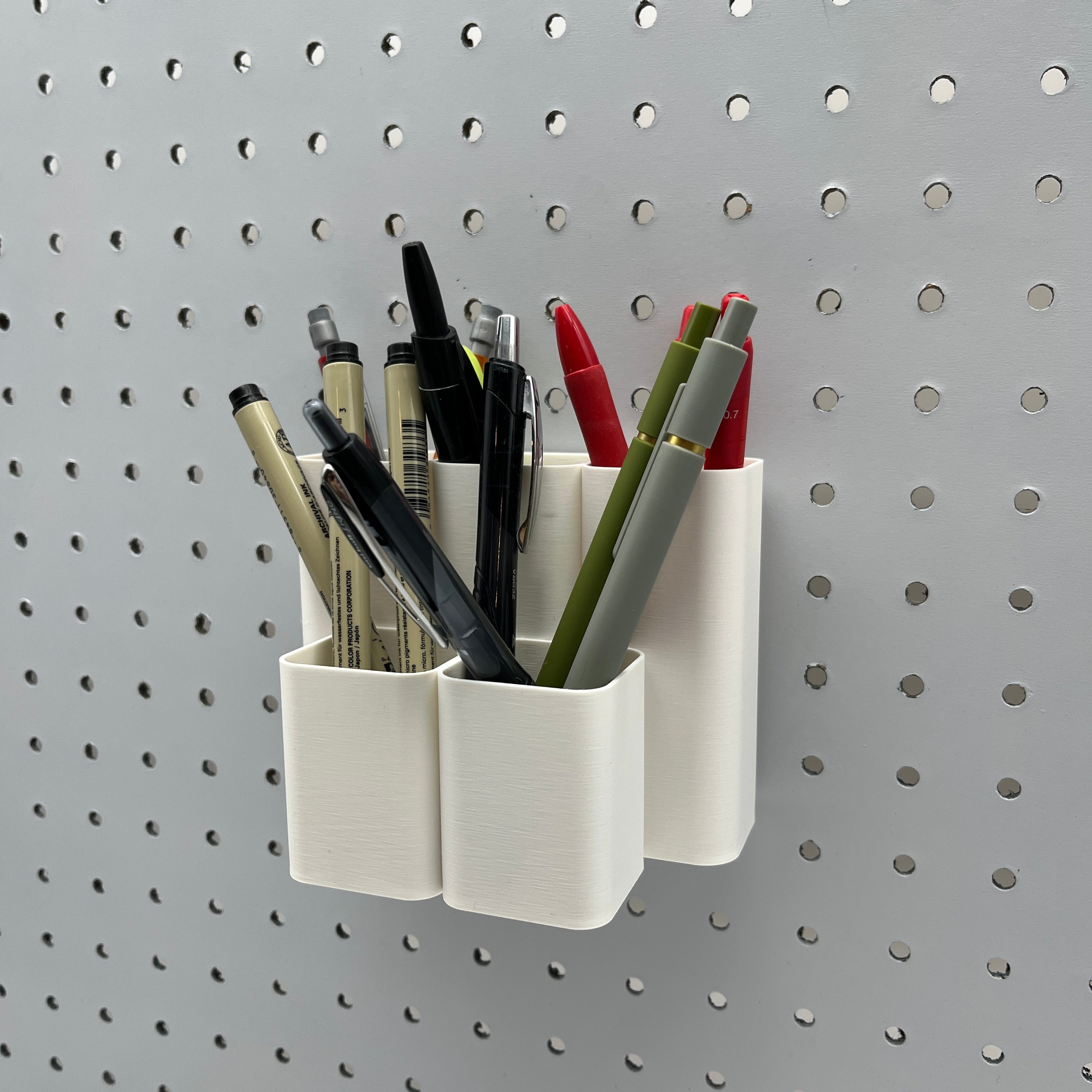 Tiered Pen and Pencil Organizer, 1/4", Square, Tall for pegboard