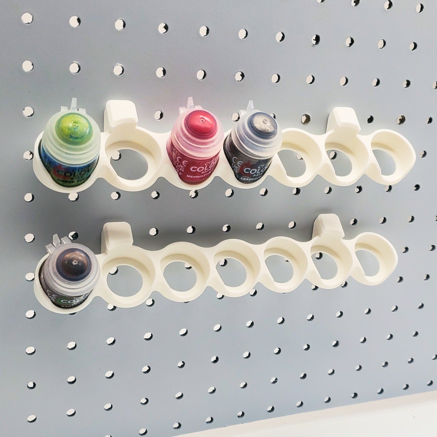 7 Citadel Paint Display, Angled Paint Rack Holder for 1/4" Pegboard