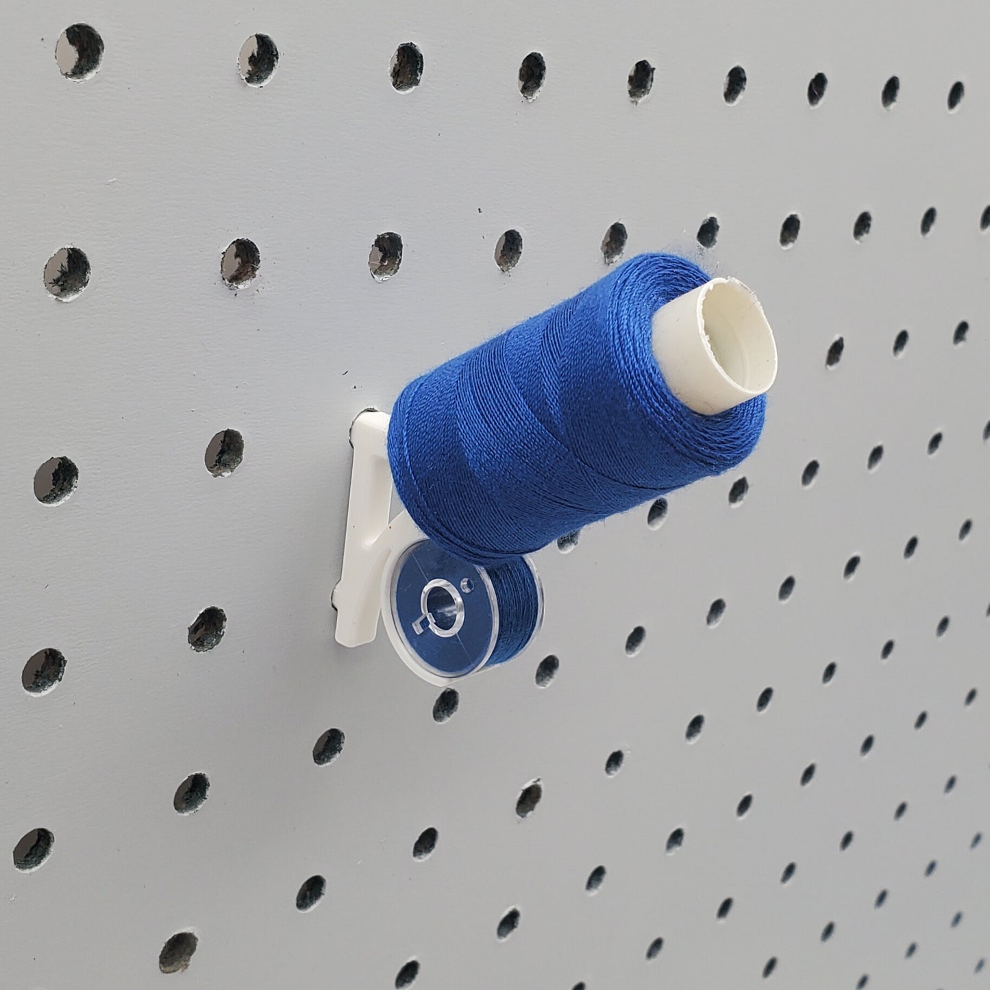 Angled Thread Spool and Bobbin Holder, 1/4" Pegboard Sewing Storage