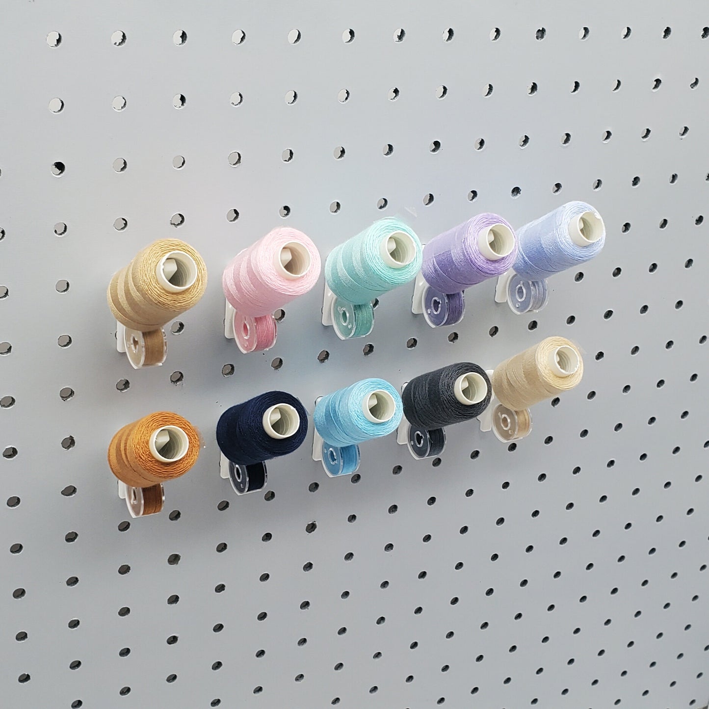 Angled Thread Spool and Bobbin Holder, 1/4" Pegboard Sewing Storage
