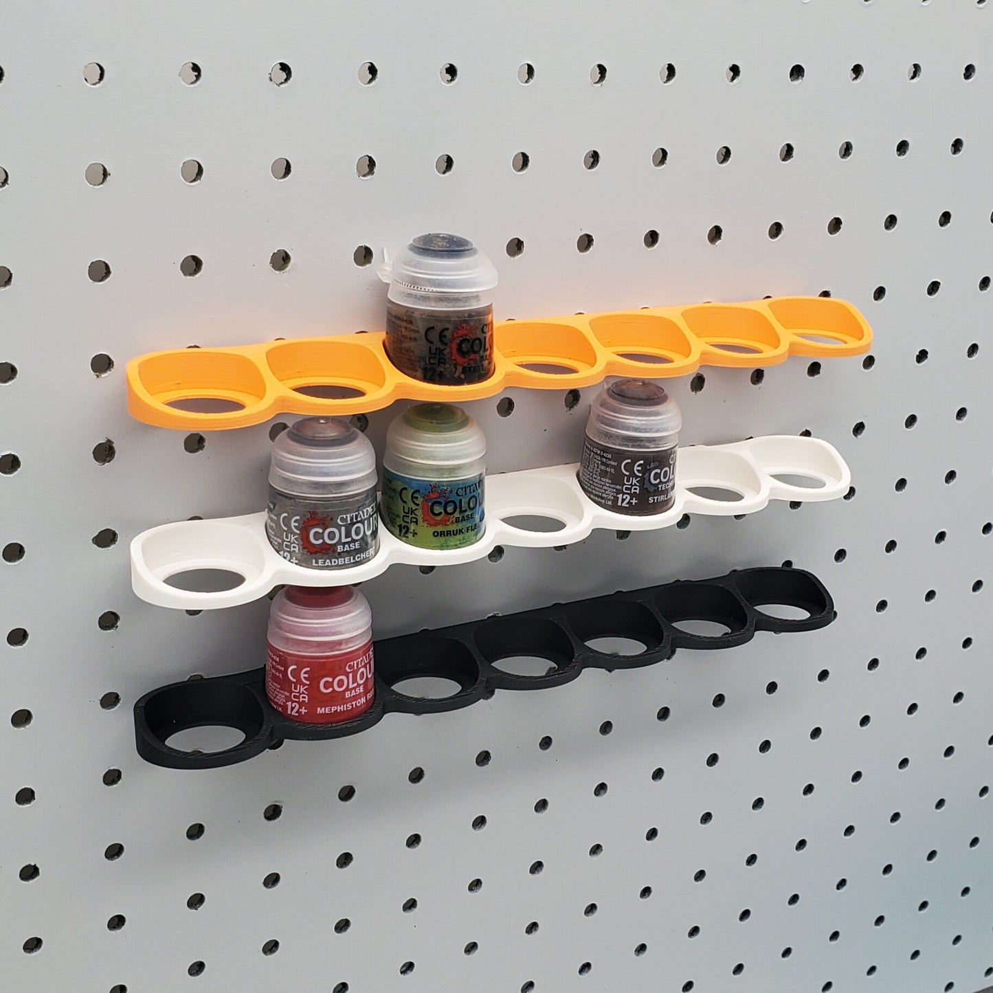 7 Citadel Paint Display, Vertical 12mL Paint Holder | 1/4" Pegboard Compatible