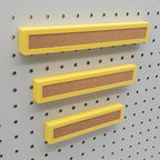 1 Small, 1 Medium, 1 Large Corkboard Strip in Savannah Yellow on 1/4" pegboard.