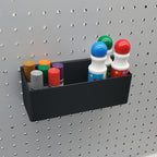 Striped Tall Bin in Charcoal Black on 1/4" pegboard.
