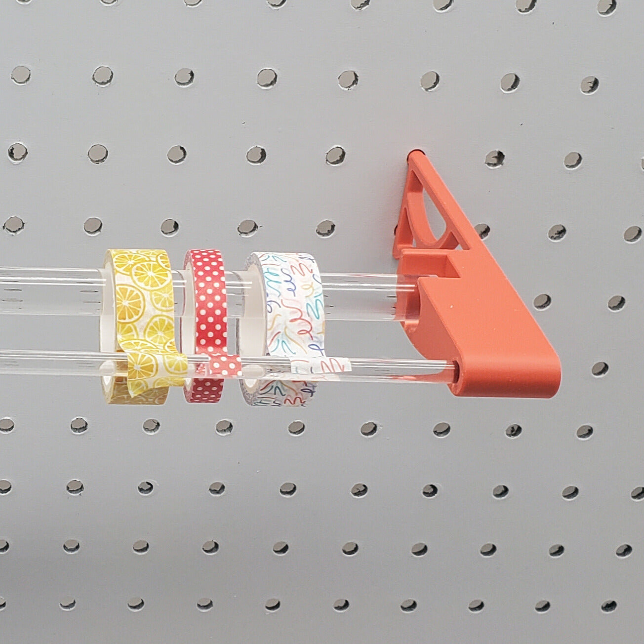 Washi Tape Display Rod | With Front Bar | 1/4" Pegboard Compatible