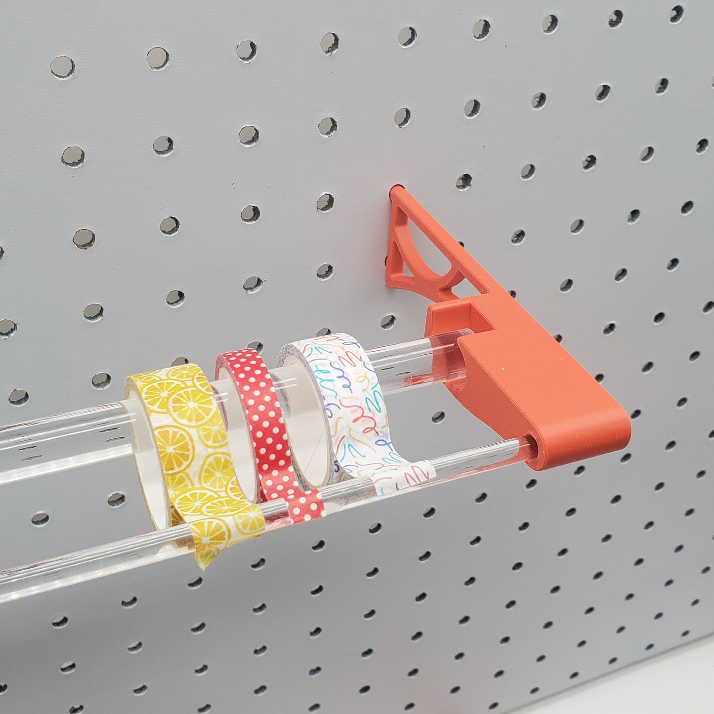 Washi Tape Display Rod | With Front Bar | 1/4" Pegboard Compatible