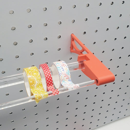 Washi Tape Display Rod | With Front Bar | 1/4" Pegboard Compatible