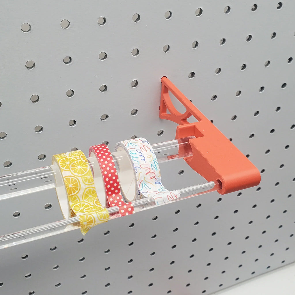 Washi Tape Display in Sunrise Orange on 1/4" pegboard with colorful Washi tape.
