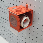 Label Dispenser in Sunrise Orange on 1/4" pegboard.