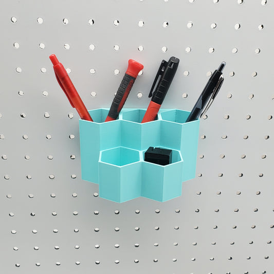 Teal Bin on a 1/4" Pegboard