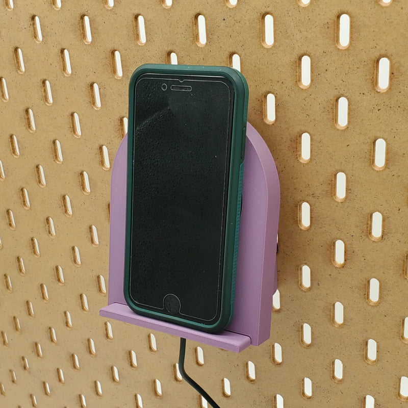 Wireless Phone Charger in Muted Purple on IKEA SKADIS Pegboard.