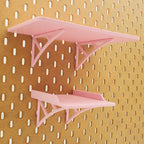 Label Printer Stand and Fan-Fold Holder in Light Pink on IKEA SKADIS pegboard.