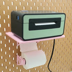 Thermal Printer on Label Printer Stand with Roll Holder for IKEA SKADIS pegboard.