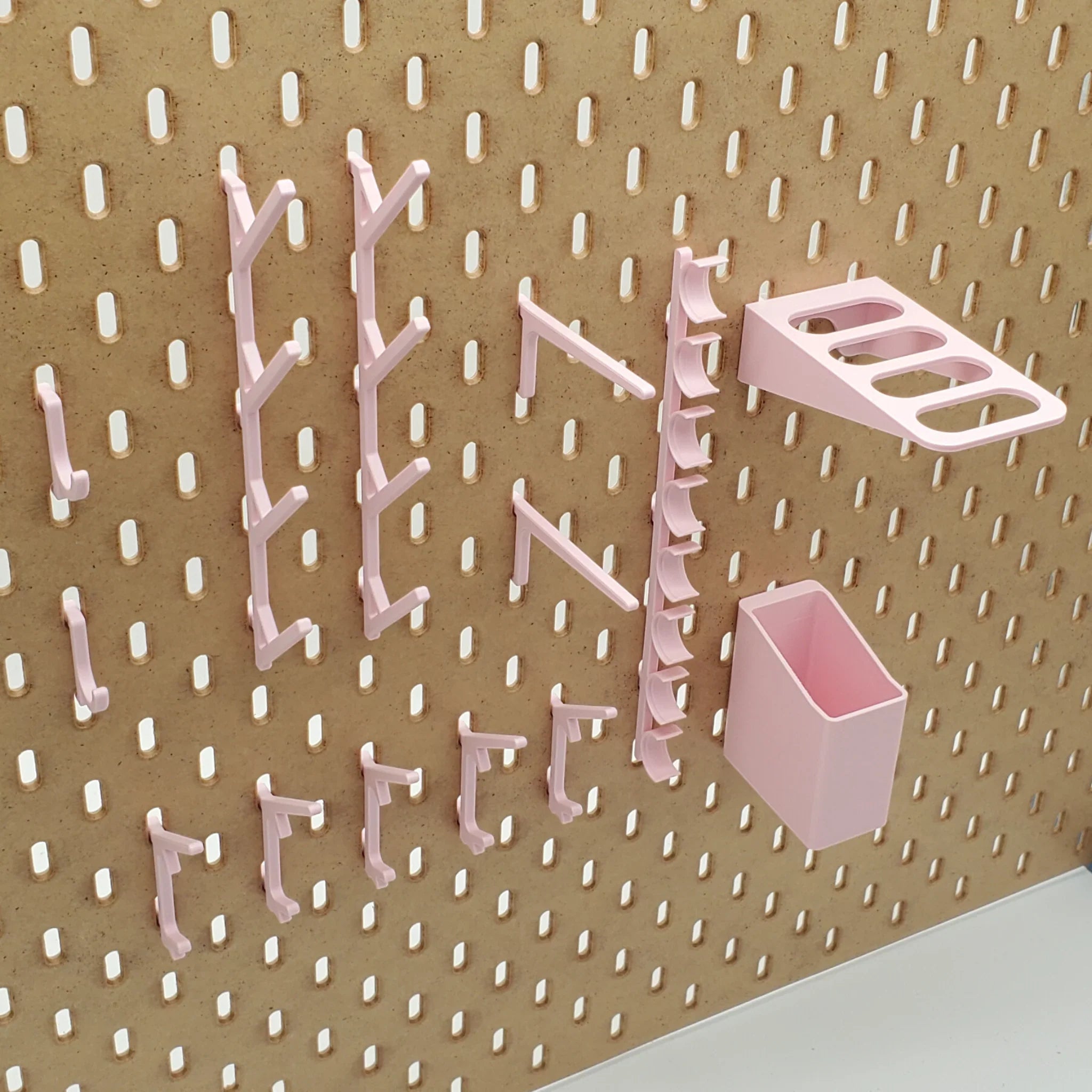 Sewing Organizer Starter Pack in Light Pink on IKEA SKADIS pegboard.