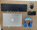Tech Organizer Kit in Cotton White on IKEA SKADIS pegboard.