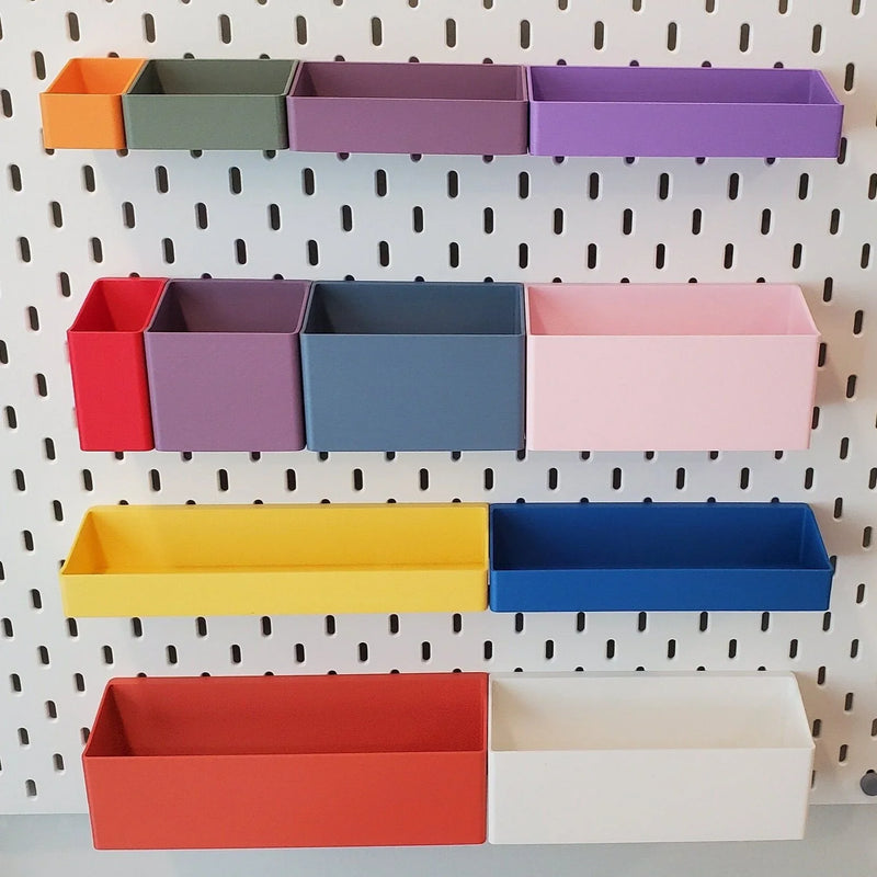 Low Bins on IKEA SKADIS pegboard.