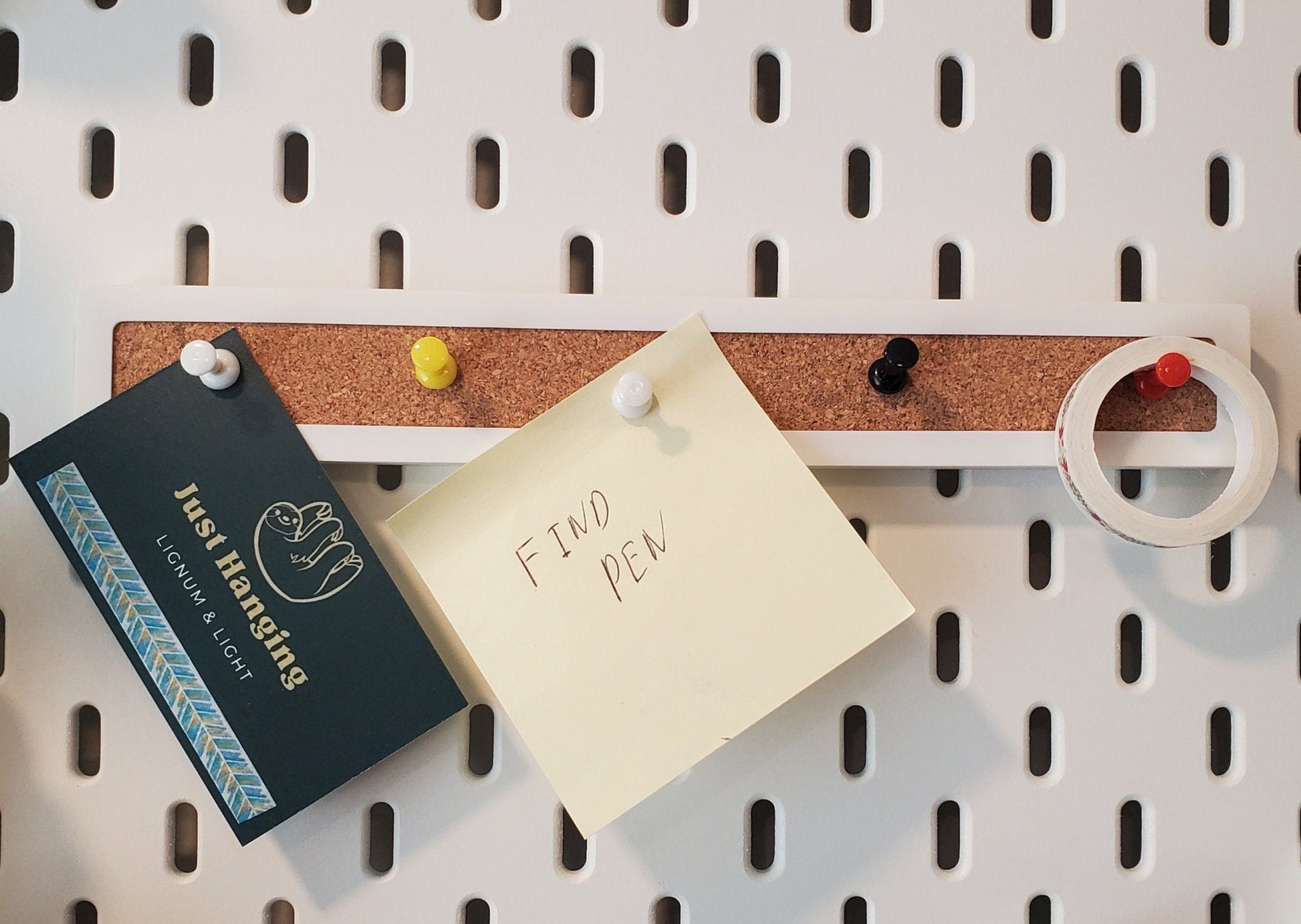 Large White CorkBoard on White Skadis