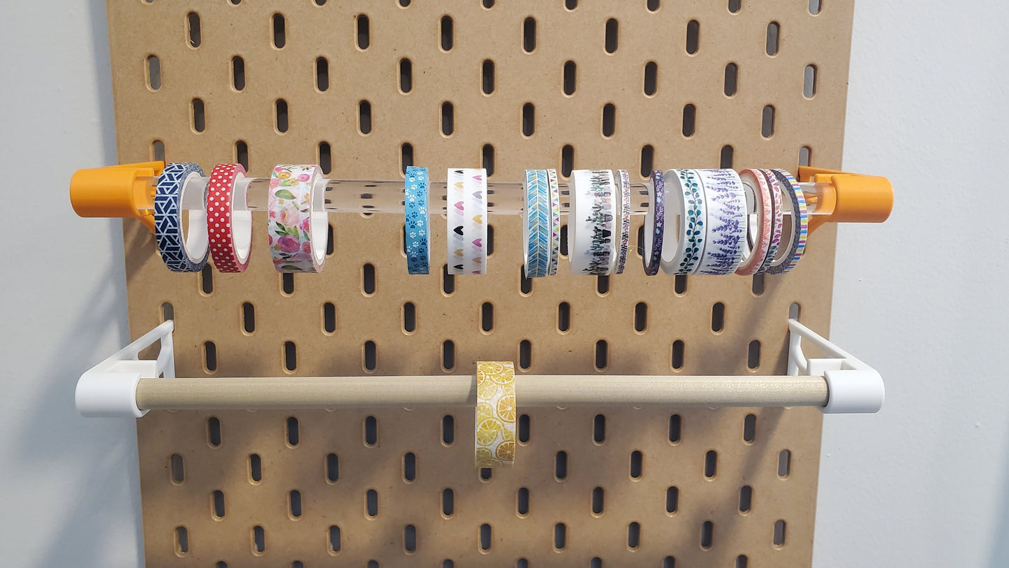 Washi Tape Display Rod, SKADIS or 1/4 Pegboard | Ribbon, Tape, Washi Storage for Home Office, Classroom, Craftzone or workshop!