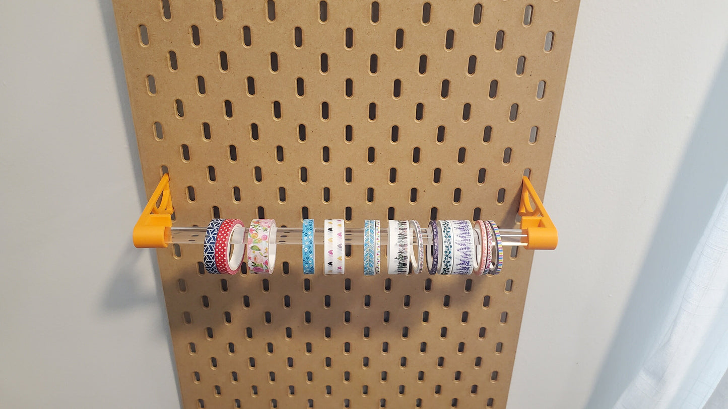 Washi Tape Display Rod, SKADIS or 1/4 Pegboard | Ribbon, Tape, Washi Storage for Home Office, Classroom, Craftzone or workshop!